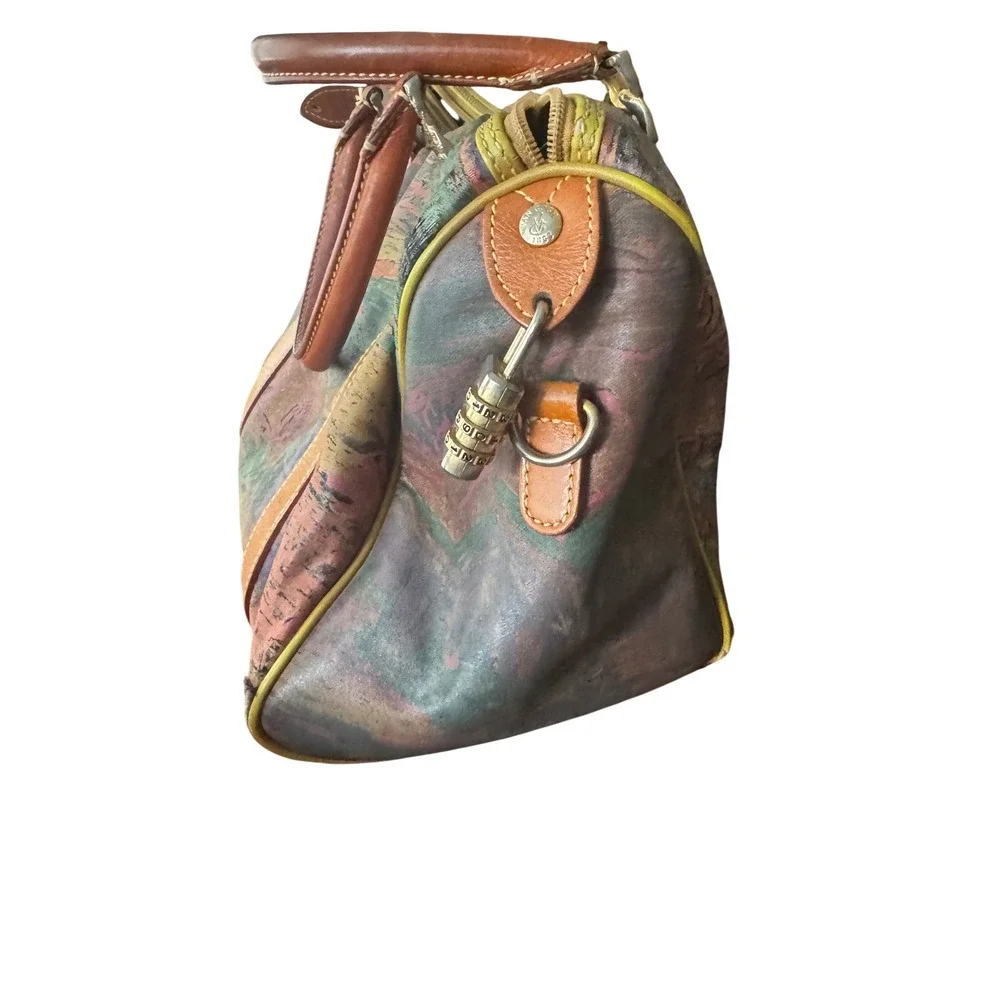 Van Gogh Vintage Art Print Satchel Leather Vachetta corners tore Inside peeling